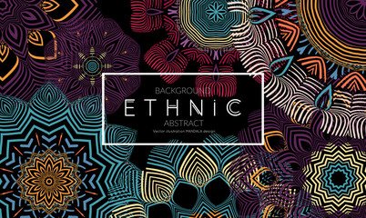 Ethnic banners template with floral Mandala ornament.
