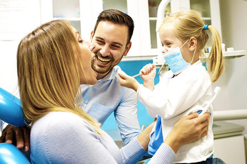 Canvas Print - Family in dental office