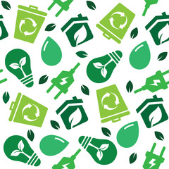 Seamless green energy pattern vector design