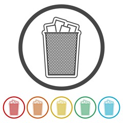 Canvas Print - Vector Recycle Bin Trash and Garbage icon, 6 Colors Included