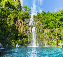 The basins of the Aigrettes and Cormoran waterfalls, La Reunion,