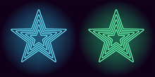 Neon blue and green star