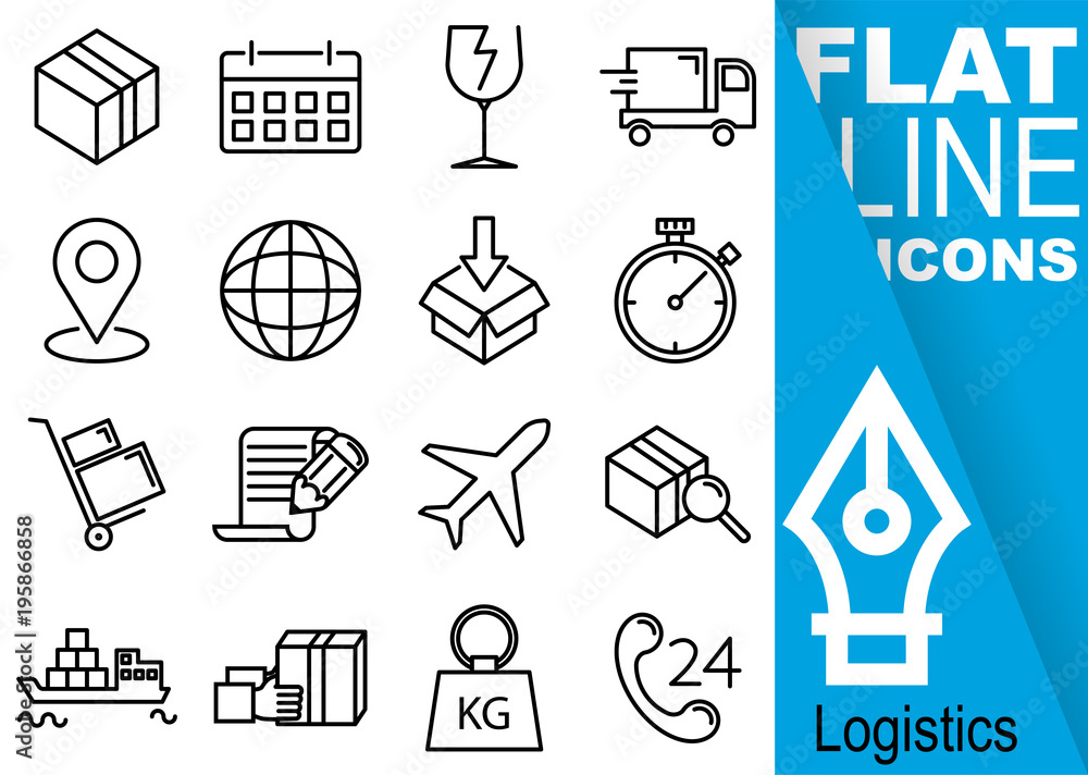 Editable stroke. Simple Set of logistics vector flat line Icons - box ...