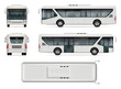 Bus vector mock-up. Isolated template of city bus on white background. Vehicle branding mockup. Side, front, back, top view. All elements in the groups on separate layers. Easy to edit and recolor.