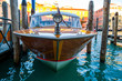 Wooden retro boat taxi in Venice
