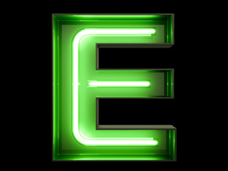 Wall Mural - Neon green light alphabet character E font