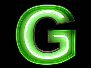 Wall Mural - Neon green light alphabet character G font