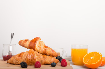 Canvas Print - homemade croissants on a breakfast table