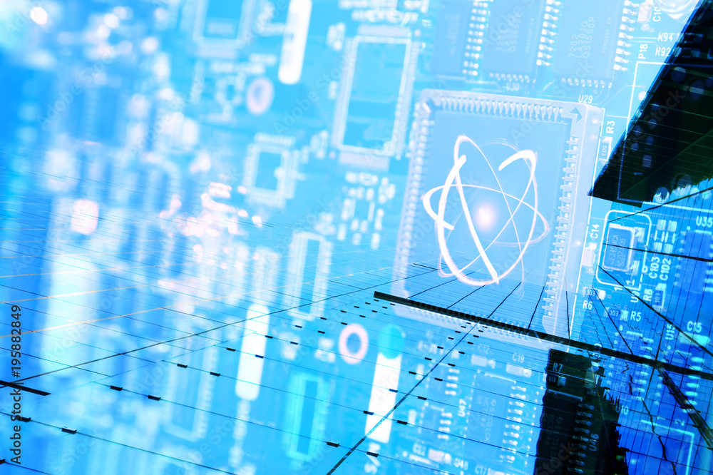 Quantum super computer future technology and internet of things concept ...