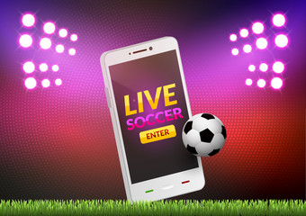 Wall Mural - Mobile football soccer. Mobile sport play match. Online soccer game with live mobile app.