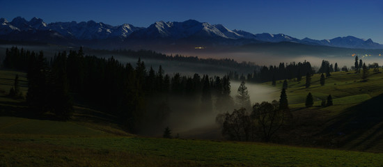 Wall Mural - night in the mountains, tatra mountains illuminated by the full moon