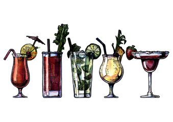 Wall Mural - alcohol cocktails set