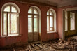 Interior of old ruined abandoned mansion in Voronezh, Russia