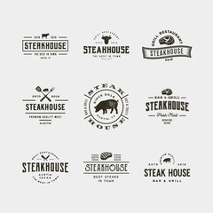 Sticker - set of vintage steak house logos. vector illustration