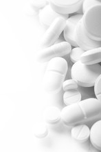 Pharmacy Theme, White Medicine Tablets Antibiotic Pills.