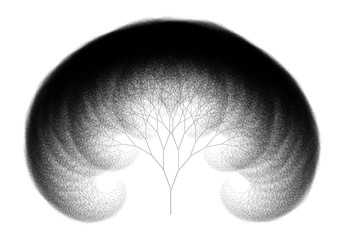 Wall Mural - flat computer generated self-similar l-system branching tree fractal - pythagorean tree - generative