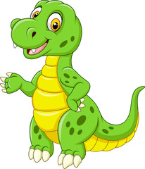 Wall Mural - Cartoon funny green dinosaur