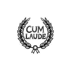 Poster - Laurel wreath with cum laude text hand drawn outline doodle icon