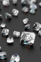 Poster - 3D rendering Luxury diamonds on black background