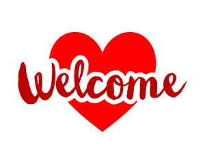 Wall Mural - heart welcome typography typographic creative writing text image