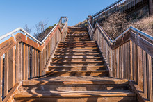 View Looking Up Of Stairway For Beach Access To South Carlsbad State Beach In San Diego, California.