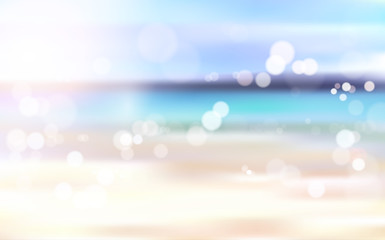 Beautiful Blurred Beach Seaside Bokeh Landscape Background Vector Illustration