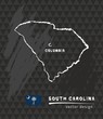 South Carolina map, vector pen drawing on black background