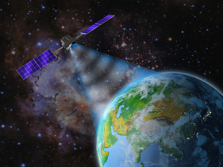 Wall Mural - satellite transmits a signal