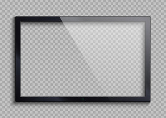 empty tv frame with reflection and transparency screen isolated. lcd monitor vector illustration
