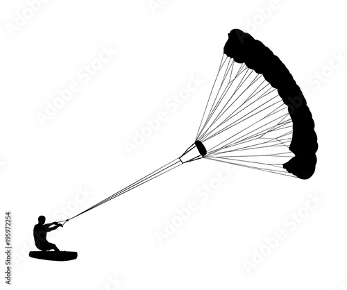 Dekoracja na wymiar  czlowiek-jazda-kiteboard-sylwetka-wektor-ekstremalne-sporty-wodne-kiteboarding-ze-spadochronem-latawiec