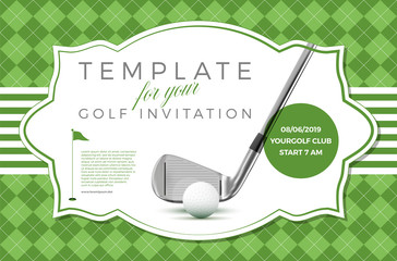 Wall Mural - template for your golf invitation with sample text