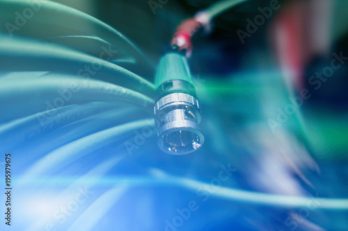 Fotografía Acoustic audio cable server Green audio cable