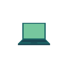 Wall Mural - Vector flat laptop computer icon. PC notebook with monitor, screen keyboard. Digital technology, internet web design object. Isolated illustration on a white background.