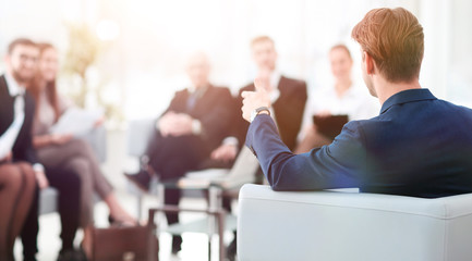 Sticker - image is blurred.businessman conducting a meeting