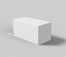 Wall Mural - Hanging white blank cardboard packaging box with hang tab retail box for mock up design and design presentation. 3d render illustration.