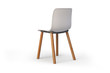 © 3dmitruk - Modern white chair. Wooden base. 3d render