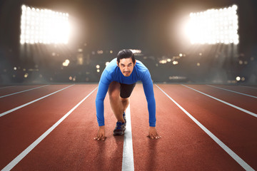 Poster - Young asian runner ready to running