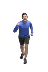 Poster - Portrait of asian man running jogging