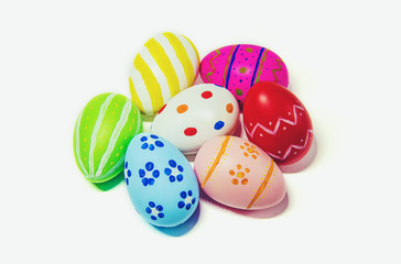 Perfect Easter eggs Hand Made. On white isolated background. Selective focus. 