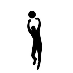 Canvas Print - black volleyball silhouette images on white background