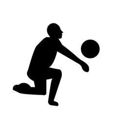 Sticker - black volleyball silhouette images on white background