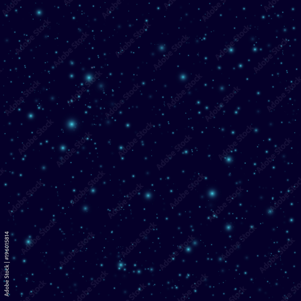 Dark sky with stars. Vector space seamless background