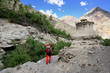 Traveller on the trekking in Ladakh, Karakorum, This region is a purpose of motorcycle expeditions organised by Indians