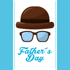 Wall Mural - vintage hat and glasses for happy fathers day vector illustration