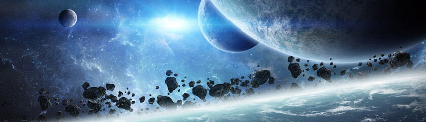 Wall Mural - panoramic view of planets in distant solar system 3d rendering elements of this image furnished by n