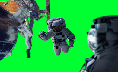 Wall Mural - astronaut working on a space station 3d rendering elements of this image furnished by nasa