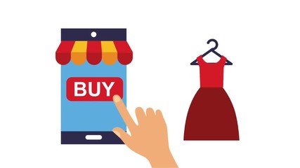 Sticker - ecommerce online buying clothes fashion app mobile animation