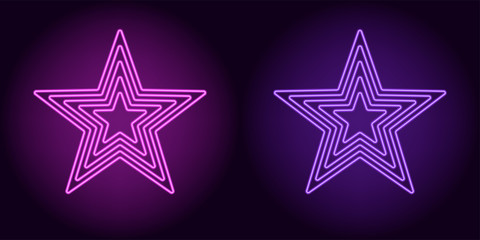 Wall Mural - Neon purple and violet star