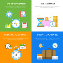Wall Mural - Concept illustrations at time management theme. Vector pictures in modern flat style