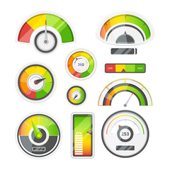 Wall Mural - icon set of level meters, tachometer and battery level. vector pictures set